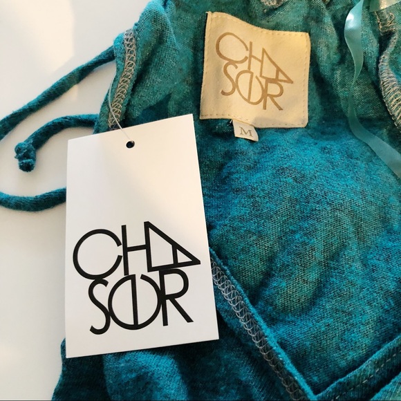 CHASER Teal Halter Drape Back Mini Romper Size Medium - Picture 14 of 16